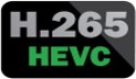 Pictogramme H.265 ou « MPEG-H HEVC » (High Efficiency Video Coding), une norme de codage/compression vidéo ISO/CEI 23008-2 et UIT-T H.