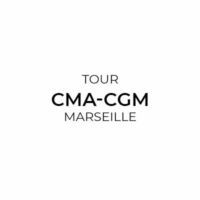 Logotype Tour CMA-CGM à Marseille, qui est une référence professionnelle SIPPRO Solutions IP Protection, distributeurs de solutions de sûreté et de sécurité pour les professionnels.